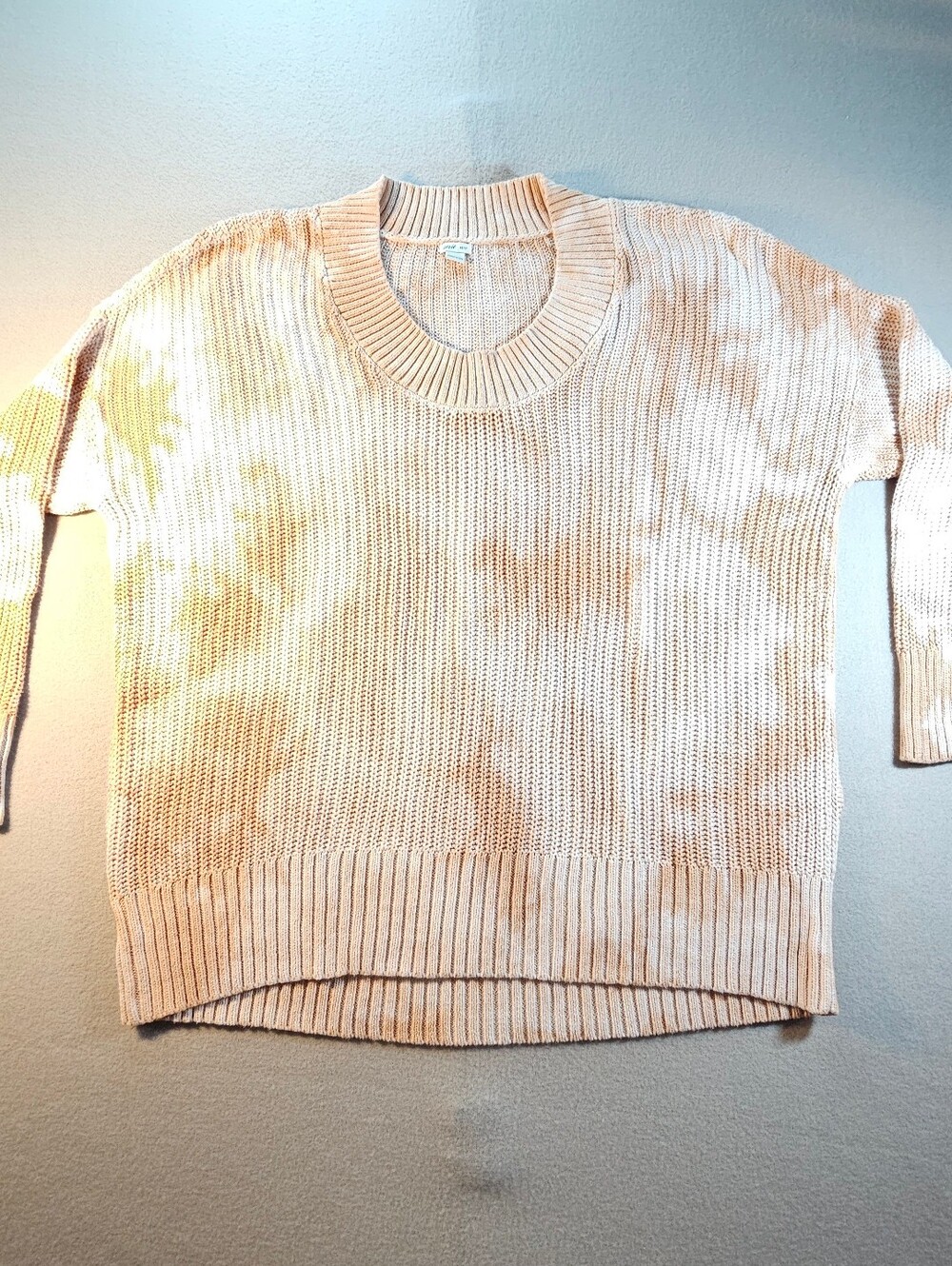Aerie Womens Tie-dye Cream & Peach Crewneck Oversized Sweater Size XS